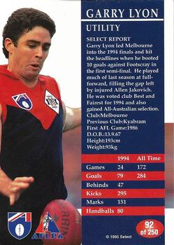 1995 Select AFL #92 Garry Lyon Back